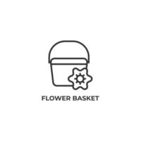 Le signe vectoriel du symbole du panier de fleurs est isolé sur un fond blanc. couleur de l'icône modifiable.