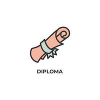 Le signe vectoriel du symbole du diplôme est isolé sur un fond blanc. couleur de l'icône modifiable.