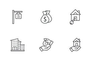 ensemble d'icônes immobilières. éléments vectoriels de symbole de pack immobilier pour le web infographique vecteur