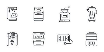 icônes d'appareils de cuisine symboles éléments vectoriels pour le web infographique vecteur