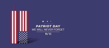 9 11 memorial day 11 septembre.patriot day nyc world trade center. Nous n'oublierons jamais les attentats terroristes du 11 septembre. World Trade Center avec un simple symbole en forme de drapeau vecteur