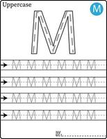 lettres de traçage de l'alphabet étape par étape az écrire la lettre leçon d'écriture de l'alphabet pour les enfants vecteur