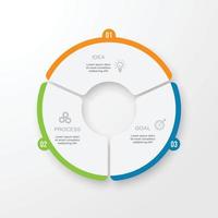 modèle d'infographie 3 options avec des cercles. peut être utilisé pour la mise en page du flux de travail, le diagramme, les options de nombre, les options d'étape, la conception Web, les présentations vecteur