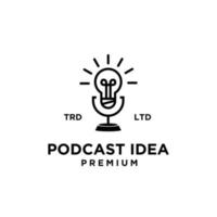 création de logo d'idée de lumière d'ampoule de podcast premium vecteur