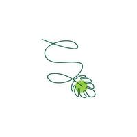 plante de monstera formant illustration de conception d'icône de lettre vecteur