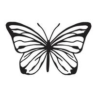 illustration vectorielle noir et blanc. papillon pieris brassicae. silhouette d'un papillon, graphiques. symbole mystique, ésotérisme. isolé sur fond blanc vecteur