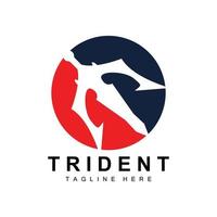 conception d'icône vectorielle de modèle de logo trident, arme de guerre de dieu, puissance de lance de l'océan vecteur