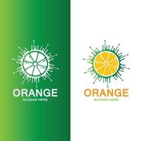 vecteur d'icône de logo de fruits orange frais, tranche de citron vert