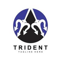 conception d'icône vectorielle de modèle de logo trident, arme de guerre de dieu, puissance de lance de l'océan vecteur