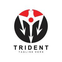 conception d'icône vectorielle de modèle de logo trident, arme de guerre de dieu, puissance de lance de l'océan vecteur