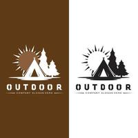 vecteur d'icône de logo de camping en plein air. conception d'illustration rétro de concept