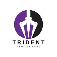 conception d'icône vectorielle de modèle de logo trident, arme de guerre de dieu, puissance de lance de l'océan vecteur