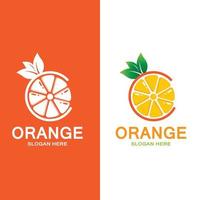 vecteur d'icône de logo de fruits orange frais, tranche de citron vert