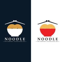 une collection d'inspiration de logo de nouilles. modèle de conception de nourriture chinoise et de bol. illustration de concept rétro vecteur