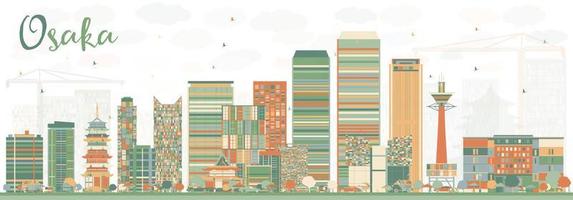 horizon abstrait d'osaka avec des bâtiments de couleur. vecteur