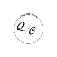 initiale qc logo monogramme lettre minimaliste vecteur