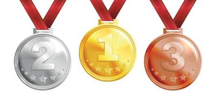 ensemble de trophées de médaille réaliste