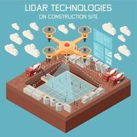 fond isométrique des technologies lidar vecteur