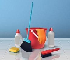 concept de produits de nettoyage ménagers vecteur