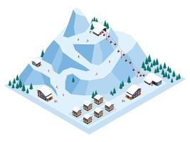 illustration isométrique de la station de ski vecteur