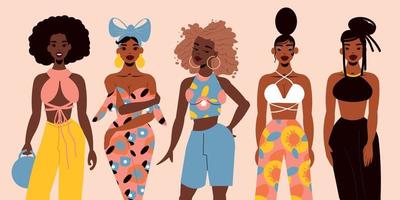 concept de filles noires colorées vecteur
