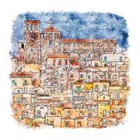 ferrandina italie croquis aquarelle illustration dessinée à la main vecteur