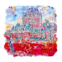 québec canada croquis aquarelle illustration dessinée à la main vecteur