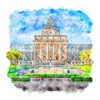 munich allemagne croquis aquarelle illustration dessinée à la main vecteur