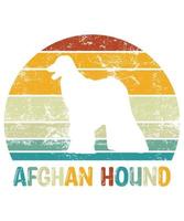 lévrier afghan drôle vintage rétro coucher de soleil silhouette cadeaux amoureux des chiens propriétaire de chien essentiel t-shirt vecteur