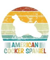 drôle cocker américain vintage rétro coucher de soleil silhouette cadeaux amoureux des chiens propriétaire de chien essentiel t-shirt vecteur