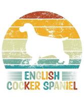 drôle anglais cocker spaniel vintage rétro coucher de soleil silhouette cadeaux amoureux des chiens propriétaire de chien essentiel t-shirt vecteur