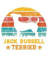 drôle jack russell terrier vintage rétro coucher de soleil silhouette cadeaux amoureux des chiens propriétaire de chien essentiel t-shirt vecteur