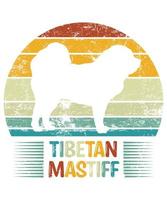 dogue tibétain drôle vintage rétro coucher de soleil silhouette cadeaux amoureux des chiens propriétaire de chien essentiel t-shirt vecteur