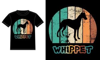 drôle whippet vintage rétro coucher de soleil silhouette cadeaux amoureux des chiens propriétaire de chien essentiel t-shirt vecteur