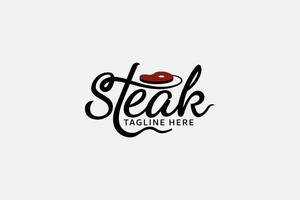 logo de steak pour toute entreprise, en particulier pour les aliments et les boissons, la restauration rapide, la livraison de nourriture, le camion de nourriture, le café, etc. vecteur