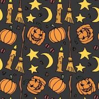 motif d'halloween sans couture. griffonnage halloween fond vecteur