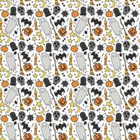 motif d'halloween sans couture. griffonnage halloween fond vecteur