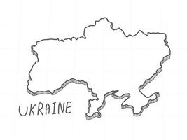 dessiné à la main de la carte 3d de l'ukraine sur fond blanc. vecteur