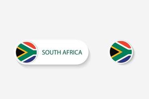 drapeau de bouton d'afrique du sud dans l'illustration de forme ovale avec mot d'afrique du sud. et bouton drapeau afrique du sud. vecteur