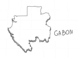 dessiné à la main de la carte 3d du gabon sur fond blanc. vecteur