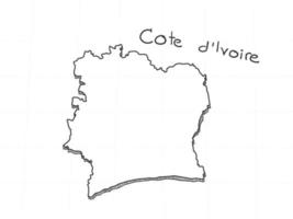 dessiné à la main de la carte 3d de la côte d'ivoire sur fond blanc. vecteur