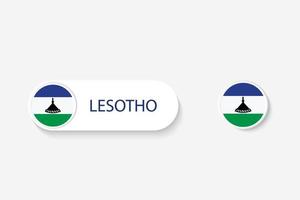 drapeau de bouton du lesotho dans l'illustration de forme ovale avec le mot du lesotho. et bouton drapeau lesotho. vecteur