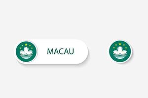 drapeau de bouton de macao dans l'illustration de forme ovale avec le mot de macao. et bouton drapeau macao. vecteur