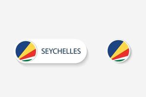 drapeau de bouton seychelles dans l'illustration de forme ovale avec le mot des seychelles. et bouton drapeau seychelles. vecteur