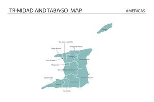 trinidad et tabago carte illustration vectorielle sur fond blanc. la carte a toutes les provinces et marque la capitale de trinidad et tabago. vecteur