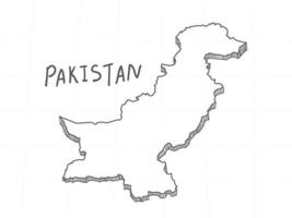main dessinée de pakistan3d carte sur fond blanc. vecteur