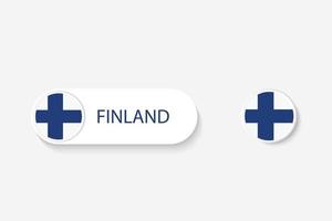 drapeau de bouton de la finlande dans l'illustration de forme ovale avec le mot de la finlande. et bouton drapeau Finlande. vecteur