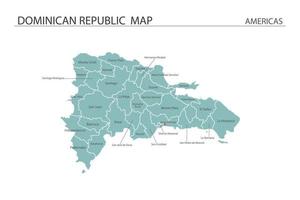 illustration vectorielle de république dominicaine carte sur fond blanc. la carte contient toutes les provinces et marque la capitale de la république dominicaine. vecteur