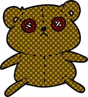 dessin animé d'un mignon ours en peluche cousu vecteur