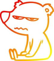 dessin de ligne de gradient chaud dessin animé ours en colère assis vecteur